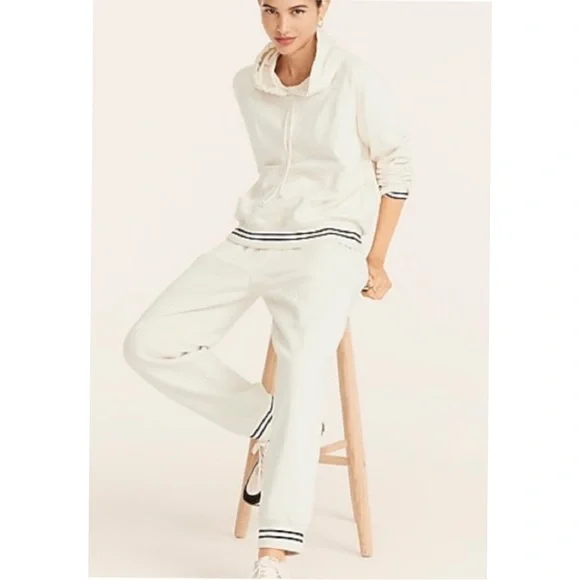 J.CREWUniversity Terry Hoodie & Jogger Set in Natural Striped Cuffs, Size S